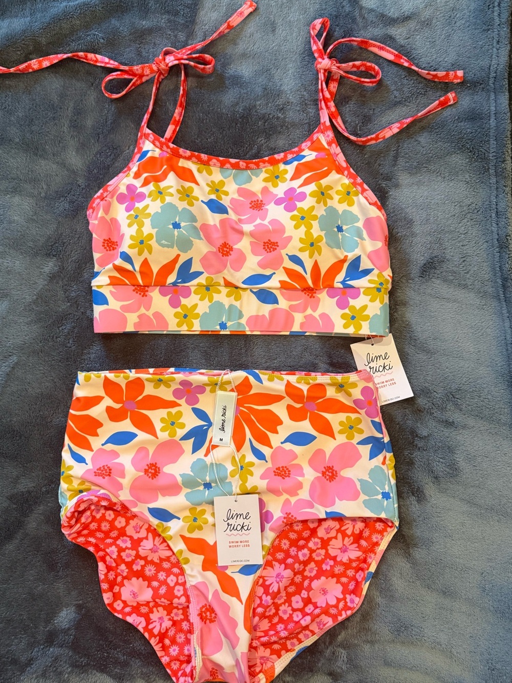 Lime Ricki Multicolor Floral High-Waist reversible Bikini Set